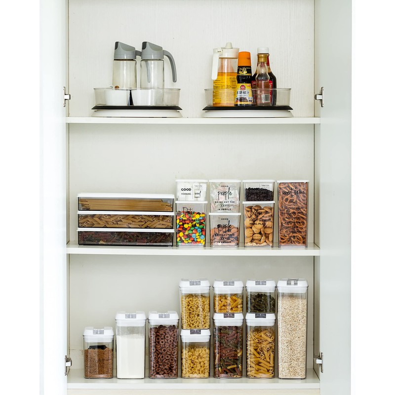 Pasta Container, Large Spaghetti Canister, Pack of 3, Clear Grey