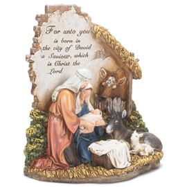 Unto You a Savior is Born 10 inch Christmas Nativity Scene Sculpture Figurine