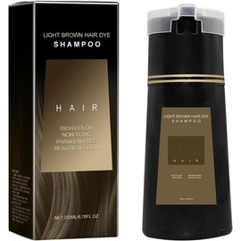 Hair Dye Shampoo, 3 en 1 Instant Hair Dye Shampoo, Champú colorante natural para cubrir canas, para todos los tipos de cabello, 200ml (Marrón claro)