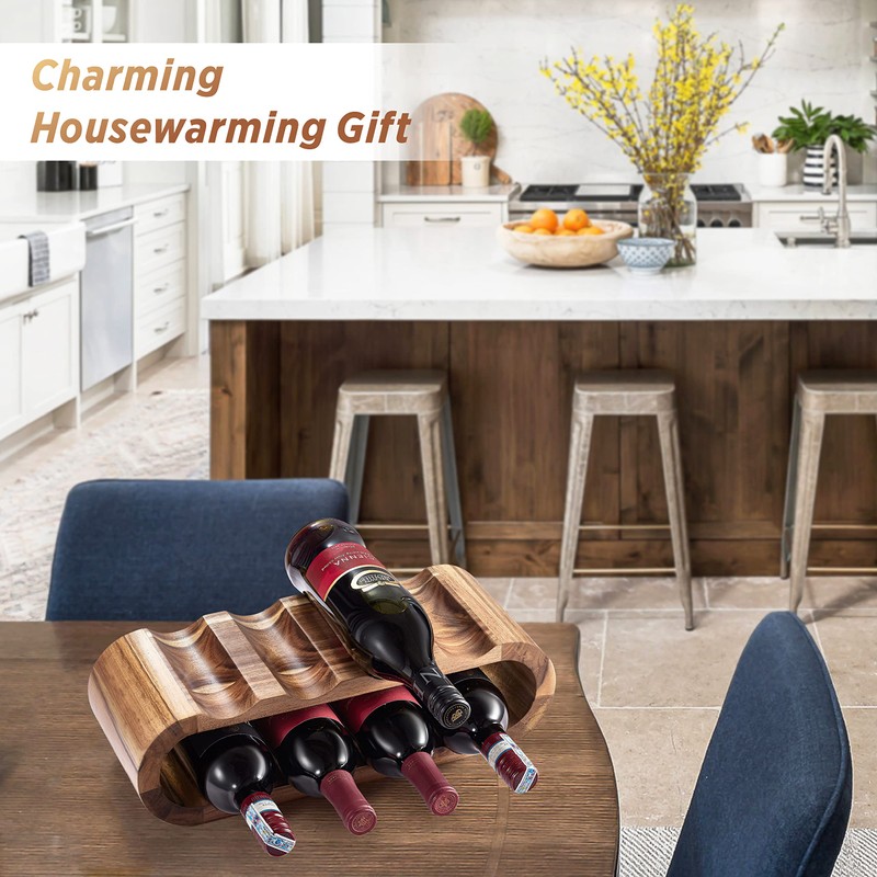 BLUEWEST Wooden Wine Racks Countertop, 8 Bottle Wine Rack, Acacia