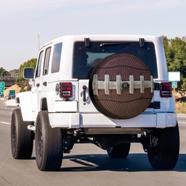 Delerain Spare Tire Cover with Backup Camera Hole Football Laces Wheel Covers Waterproof Dust-Proof UV Sun Universal Fit for RV Trailer RV SUV Truck (17 Inch for Diameter 31"-33")