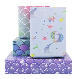 Mermaid Scale Wrapping Papers, 8 Sheets 4 Styles Mermaid Gift Wrapping Paper, Colorful Wrapping Paper For Girls Women Boys Men For Fancy Birthday Party Baby Shower, Folded Flat 50x70 cm Per Sheet