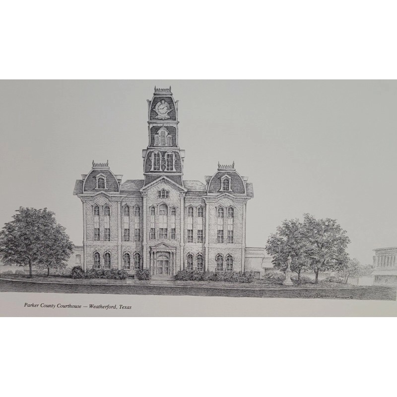 11x14 Print "Parker County Courthouse-Wea
