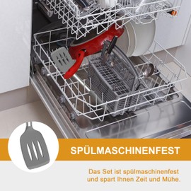 Herogo Pfannenwender Kochlöffel Set, Silikon Küchenutensilien Küchenhelfer für Kochen, Kochbesteck Kochgeschirr mit Edelstahlgriff, Langlebig & Spülmaschinenfest, Grau, 8 Stück