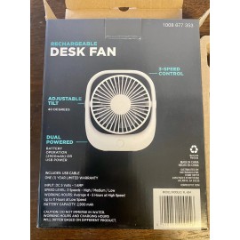 Home Depot Rechargeable Portable Desk Fan 5” 40° Tilt