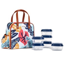 Fit + Fresh Wichita - Kit de lonchera aislada, incluye 6 contenedores, 10.5 x 6.7 x 10.7 pulgadas, bosque nuboso blanco