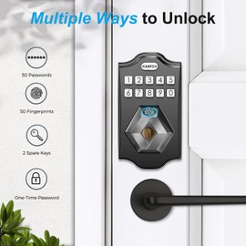 KANFOX KS2 Fingerprint Door Lock, Keyless Entry Deadbolt with Keypad, Smart Locks for Front Door, Auto Lock,Easy Installation,Matte Black