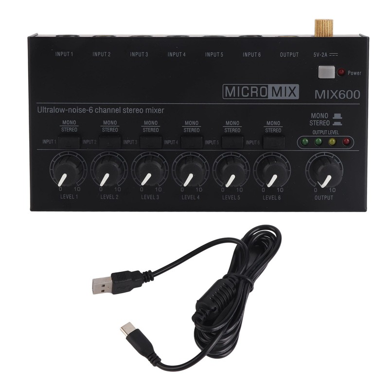 Sound Mixer Ultra Compact Metal Low Noise 6 Channel Stereo