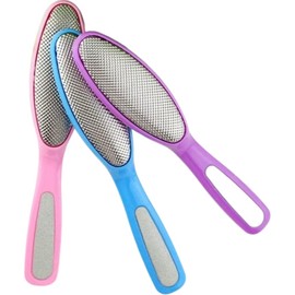 3 Pcs Pedicure Foot Files Callus Remover with Double Sided Feet Rasp for Dead Skin Professional Scrubber for Feet (Pink,Purple,Blue, One size)