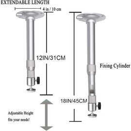 Projector Mount Universal Upgrade Ball Head Projector Wall Mount 360° Rotatable Length 12-18in/31-45cm Projector Hanger Holder Projectors Bracket Mount for Mini Projectors CCTV DVR Cameras Silver