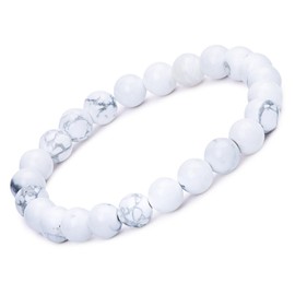 Unendlich U Cool Unisex Buddha Bracelet 9 mm Energy Stone Beads Prayer Mala Stretch Energy Bracelet Brown / White / Black (Lava Stone), Silver Plated