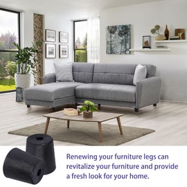 GIWOSK 12 Pack 2 inch Black Plastic Furniture Legs, Round Tapered Couch Legs Screw-in Sofa Legs Replacement Legs with M5 Screws for Furniture Couch Table Sofa Cabinet Dresser