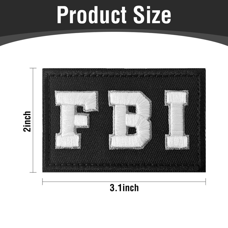 2PCS FBI Patch, Hook and Loop Embroidered Patch for Workwear,