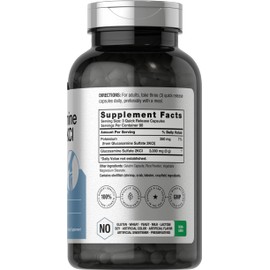 Horbäach Glucosamine Sulfate 2KCI with Potassium | 3000mg | 240 Capsules | Non-GMO and Gluten Free Supplement