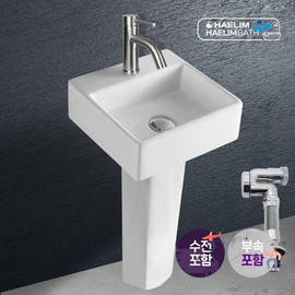 Square leg type small mini washbasin (one-hole faucet + 4 types of accessories) include)