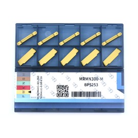 CDBP MRMN300-M (3mm) Inserto Ranurado Perfilado de Carburo Revestimiento Amarillo CVD con Punta Radio 1.5mm para Portaherramienta MGEHR/L MGIVR/L, 10 uds