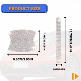 10 Pieces Bling Rhinestones Car Door Handle Stickers Auto Door Handle Scratch Cover Guard Protective Film Pad with Safety Reflective Strips, Universal Car Accessories, Colorful