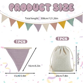 2Pcs Fabric Bunting Banner Set, Double Side Cloth Triangle Banner, Soft Vintage Fabric Bunting Flags, Nursery Bunting for Wedding, Birthday, Party, Baby Room Decorations