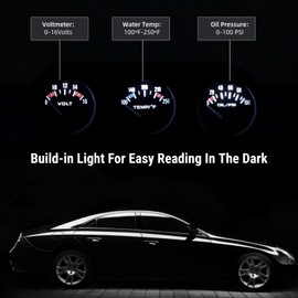 3 in 1 Oil Pressure Gauge Water Pressure Gauge Volt Meter Car Meter Console Kit 52mm for 12V Car