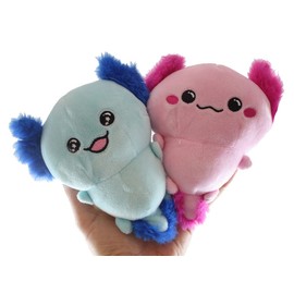 Curious Minds Busy Bags Set of 2 Cute 5" Axolotl Plush Stuffed Animals- Adorable Walking Fish Toy - Plush - Soft Squishy Animal Plushie Stuffie (Random Colors) (2 Random Colors)
