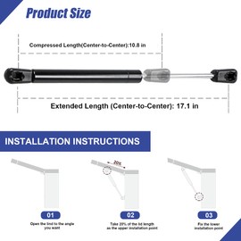 17 inch 40 Lbs Gas Spring Shocks Struts Lift Support for Hydraulics Piston Lid Stay for Camper Shell Window ATC Topper Rear Glass Equipment Storage Box Lid Snugtop Canopy