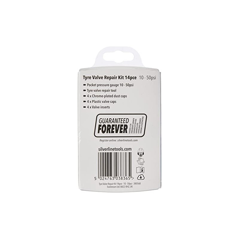 Silverline 380568 Tyre Valve Repair Kit 14pce 10 - 50psi