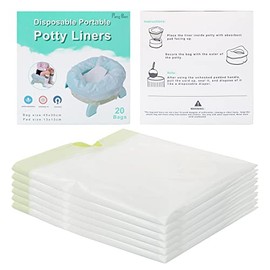 20 Packs Drawstring Potty Liners with Absorbent Pads,Disposable Potty Liners Compatible with OXO Tot 2-in-1 Go Potty, Potty Refill Bags for Toddler Travel, Universal Potty Bags Fit Most Potty Chairs