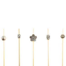 4 Inch Decorative Cocktail Skewers, 1000 Metal Bead Appetizer Picks - Disposable, Sustainable, Silver Bamboo Wooden Cocktail Picks, For Garnishes Or Foods - Restaurantware