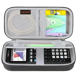 Canboc Hard Carrying Case for Texas Instruments Ti-84 Plus CE/Ti-84 Plus/TI-83 Plus Graphing Calculator, Mesh Bag fit Cables, Pencil, Pens and Other Accessories, Black
