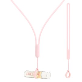 Desing Wish Anti-Lost Silicone Neck Strap Lip Balm Holder and Wrist Lanyard with Non-Slip Silicone Rings, Necklace and Wrist Strap Keychain Holder for Lip Balm, Keys, Cards (Pink)