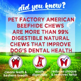 Pet Factory U.S.A. Flavored American Beefhide Donut Shaped Dog Chews with No Preservatives & Additives, Protein-Rich and Digestive Rawhide Donuts