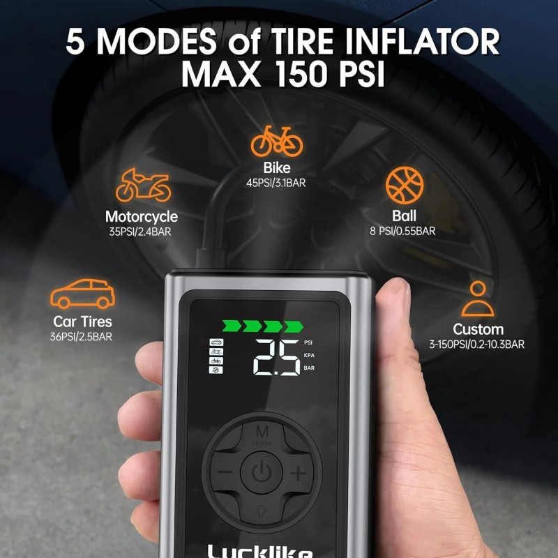Lucklike Tire Inflator Portable Air Compressor,150