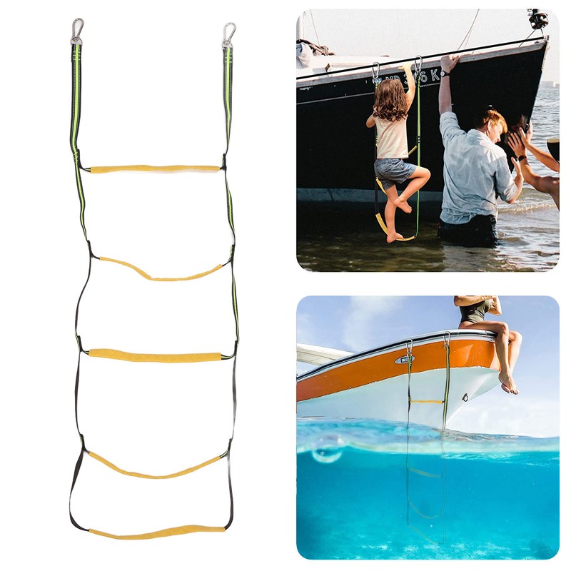 Boat Rope Ladder Portable 5 Step Folding Marine Rope Ladder