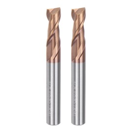 sourcing map 2pcs 6mm Dia 6mm Shank Square Nose End Mill 2 Flutes HRC55 Carbide AlTiN Coated CNC Router Bits Cutter Tools for End Milling CNC Machining