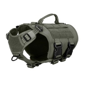 ICEFANG GN3 Tactical Dog Harness with 6X Quick Release Buckles,Molle Compatible Dog Vest,Adjustable Snug fit, Loop Panels for Dog Patch,No Pulling Front Leash Clip (X-Small (Pack of 1), Ranger Green)