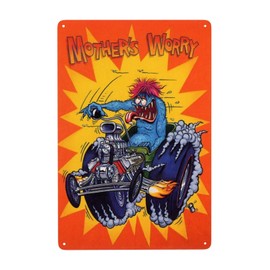 Rat Fink Tin Sign Metal Decor Metal Sign Wall Metal Tin Sign Rat Fink Tin Sign Metal Signs Vintage Modified Car Culture Poster For Garage (Bdanmiji16)