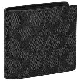 Coach CR428 Men's Bi-fold Wallet, Black, Black, One size