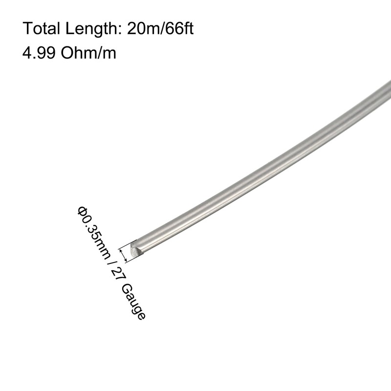 sourcing map 27 Gauge Heating Resistance Wire 66ft Copper Nickel