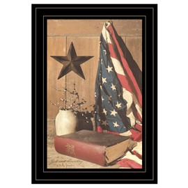 Trendy Decor 4U God and Country Framed Wall Art for Living Room, Home Wall Decor Framed Print for Bedroom by Billy Jacobs, Black Frame