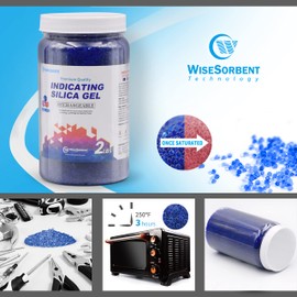 Wisesorb Silica Gel 4 LBS, Indicating Silica Gel (Blue to Pink), Reusable Silica Gel Desiccant Dehumidifier