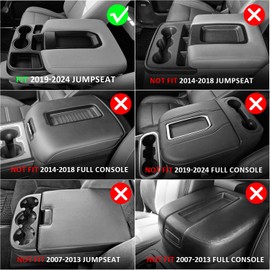 DEYTOP Center Console Cover for Chevy Silverado 2019-2024 Accessories Console Armrest Cover for GMC Sierra 2019-2024 Car Cushion Protector Pad (Black with Black Stitches, 19-24 Jump Seat Console)