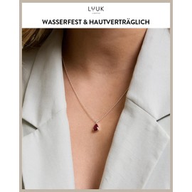 LUUK LIFESTYLE Filigree Sterling Silver Necklace with Basic Solitaire Crystal Pendant Zirconia Stone, Gift Idea for Women, Birthstone Chain, Sterling Silver Cubic Zirconia, Cubic Zirconia