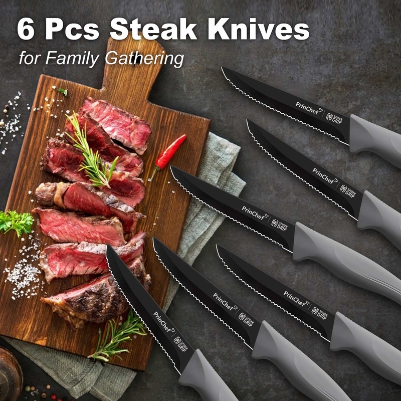 PrinChef Knife Set, 19 Pcs Rust Proof Knives Set for