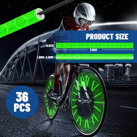 BellaGesundheit Pack of 36 Bicycle Spoke Reflectors, 360° Vision Reflectors for Bicycle, Alternative to Cat's Eyes, Bicycle Reflectors for Common Spoke Wheels (Green)