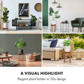 Fox & Fern Mid Century Tall Wood Plant Stand - Indoor Elevated Single Planter Stand Ideal for 10 Inch Plant Pots (Not Included); Sustainable Acacia Wood