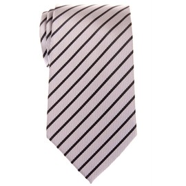 (リトリーズ) RETREEZ 細い レジメンタル ストライプ 織布 マイクロファイバー メンズ ネクタイ - シルバー&ブラック