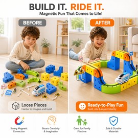Electric Magnetic Train Track Set for Kids – Interactive Building Block Rail Toy for Indoor Creative Play
