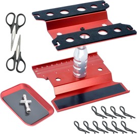 RC Car Stand Repair Work Station 360 Degree Rotation Lift Lower, RC Body Trimming Scissors Tray Tools for 1/8 1/10 1/12 1/16 Scale Traxxas TRX4 Axial Arrma Redcat Losi RC Crawler Monster Truck Buggy
