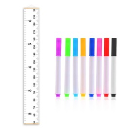 1 Piece of Children's Height Chart, 8 Color Paintbrushes, Canvas Height Ruler, Children's Height Measuring Device, Editing Height Hanging Ruler, Measuring Device