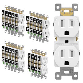 ENERLITES Duplex Receptacle Outlet, Tamper-Resistant Electrical Wall Outlets, Residential Grade, 3-Wire, Self-Grounding, 2-Pole,15A 125V, UL Listed, 61581-TR-W-20PCS, White (20 Pack)